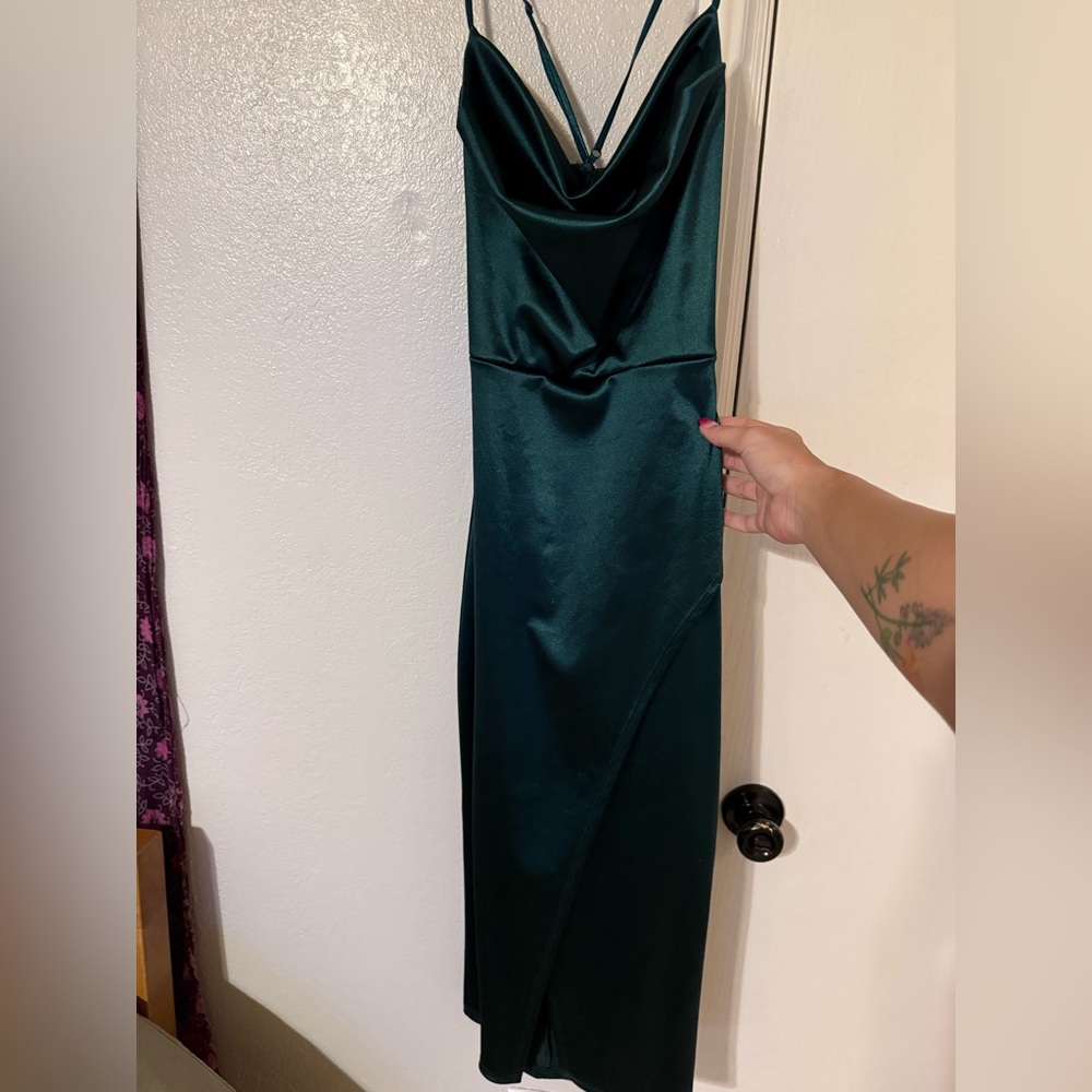 Emerald Satin Dress